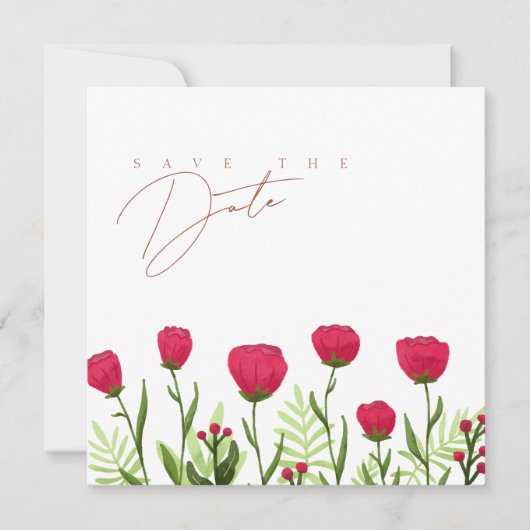 Crimson Red Poppies Bloemen Bruiloft Save The Date (Voorkant)