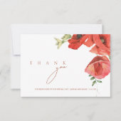 Crimson Red Poppies Floral Wedding Bedankkaart (Voorkant)