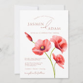 Crimson Red Poppies Floral Wedding Kaart (Voorkant)