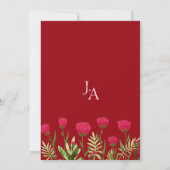 Crimson Red Poppies Monogram Bruiloft Kaart (Achterkant)
