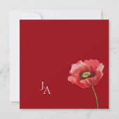 Crimson Red Poppy Floral Wedding Save The Date (Achterkant)