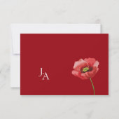 Crimson Red Poppy Monogram Bruiloft Bedankkaart (Achterkant)