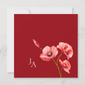 Crimson Red Poppy Wildflower Bruiloft Save The Dat Save The Date (Achterkant)