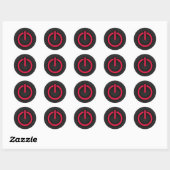 Crimson Red Power Button Ronde Sticker (Vel)