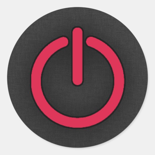 Crimson Red Power Button Ronde Sticker (Voorkant)