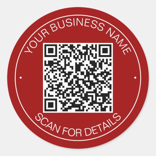 Crimson Red QR Code Smart Contact Ronde Sticker (Voorkant)