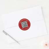 Crimson Red QR Code Smart Contact Ronde Sticker (Envelop)