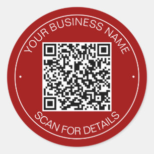 Crimson Red QR Code Smart Contact Ronde Sticker
