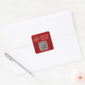 Crimson Red QR Code Smart Contact Vierkante Sticker (Envelop)