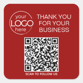 Crimson Red QR Code Smart Contact Vierkante Sticker