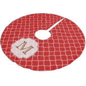 Crimson Red Quartefoil Monogram Initialen boomrok Kerstboom Rok (Gekanteld)