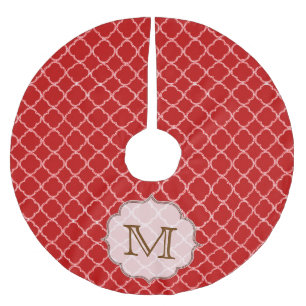 Crimson Red Quartefoil Monogram Initialen boomrok Kerstboom Rok