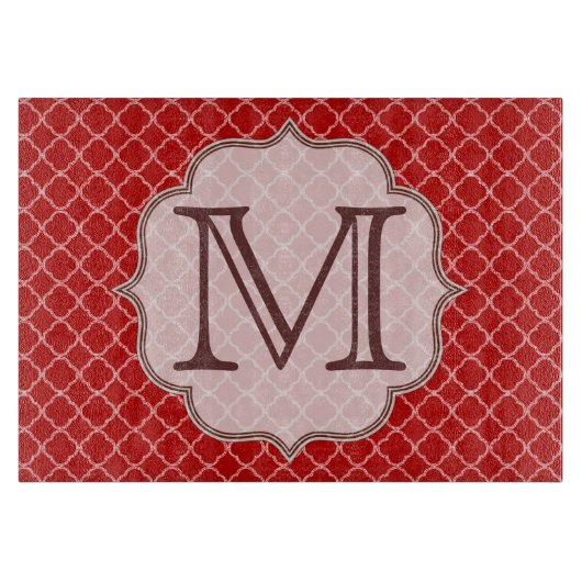 Crimson Red Quarterfoil Latti glazen snijplank (Voorkant)