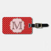 Crimson Red Quarterfoil Latti Monogram Bagagelabel (Voorkant horizontaal)
