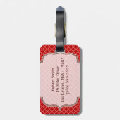 Crimson Red Quarterfoil Latti Monogram Bagagelabel (Achterkant verticaal)