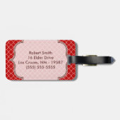 Crimson Red Quarterfoil Latti Monogram Bagagelabel (Achterkant horizontaal)