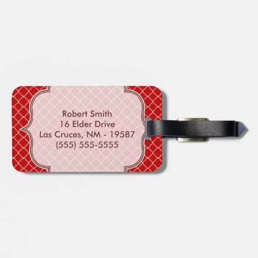 Crimson Red Quarterfoil Latti Monogram Bagagelabel (Achterkant horizontaal)