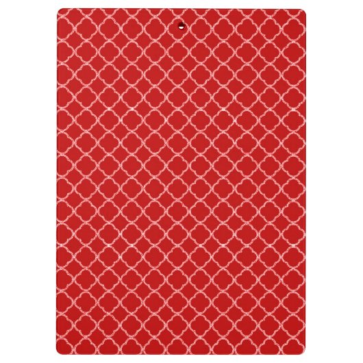 Crimson Red Quarterfoil Latti Monogram Clip Board Klembord (Achterkant)