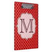 Crimson Red Quarterfoil Latti Monogram Clip Board Klembord (Rechts)