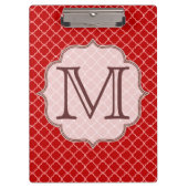 Crimson Red Quarterfoil Latti Monogram Clip Board Klembord (Voorkant)