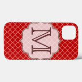 Crimson Red Quarterfoil Latti Monogram IPAD Case (Achterkant (horizontaal))