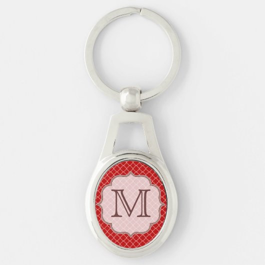Crimson Red Quarterfoil Latti Monogram Sleutelhang Sleutelhanger (Voorkant)