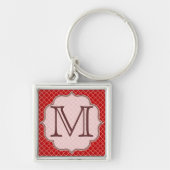 Crimson Red Quarterfoil Latti Monogram Sleutelhang Sleutelhanger (Voorkant)