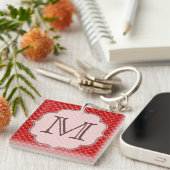 Crimson Red Quarterfoil Latti Monogram Sleutelhang Sleutelhanger (Voorkant Rechts)