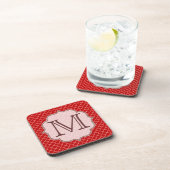 Crimson Red Quarterfoil Monogram Drink Onderzetter (Rechterzijde)