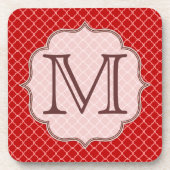 Crimson Red Quarterfoil Monogram Drink Onderzetter (Voorkant)