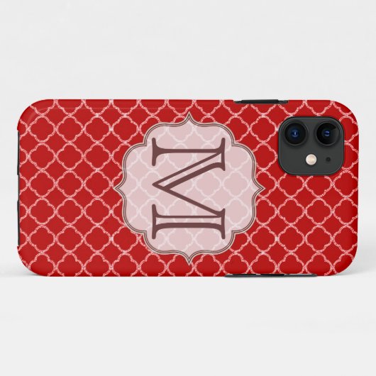 Crimson Red Quarterfoil Monogram IPHONE 5 Hoesje (Achterkant (horizontaal))
