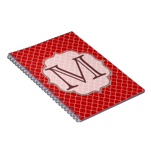 Crimson Red Quaterfoil Latti Monogram Notitieboek (Rechterzijde)
