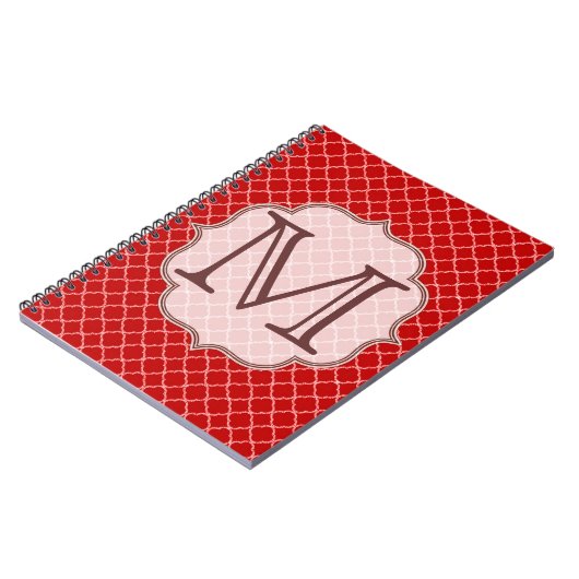 Crimson Red Quaterfoil Latti Monogram Notitieboek (Linkerzijde)