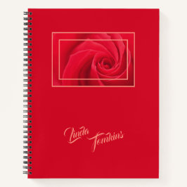 Crimson Red Rose onder Glass Personated Notitieboek