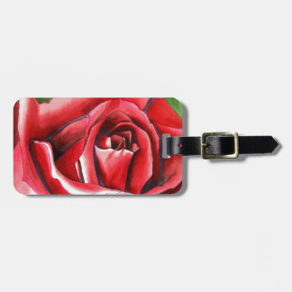 Crimson Red Rose - originele waterverf kunst Bagagelabel