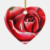 Crimson Red Rose - originele waterverf kunst Keramisch Ornament (Voorkant)