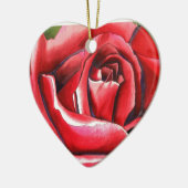 Crimson Red Rose - originele waterverf kunst Keramisch Ornament (Links)