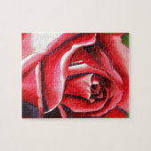 Crimson Red Rose - originele waterverf kunst Legpuzzel (Horizontaal)