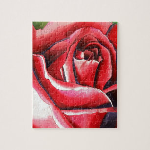 Crimson Red Rose - originele waterverf kunst Legpuzzel