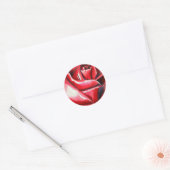 Crimson Red Rose - originele waterverf kunst Ronde Sticker (Envelop)