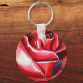 Crimson Red Rose - originele waterverf kunst Sleutelhanger (Voorkant)