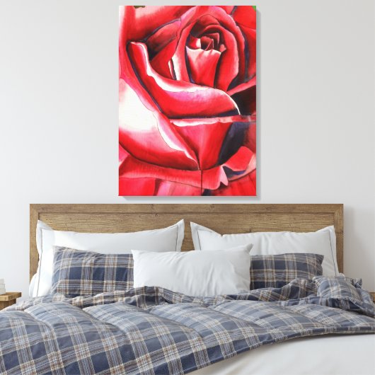 Crimson Red Rose - schilderij van de originele wat Canvas Afdruk (Insitu (Slaapkamer))