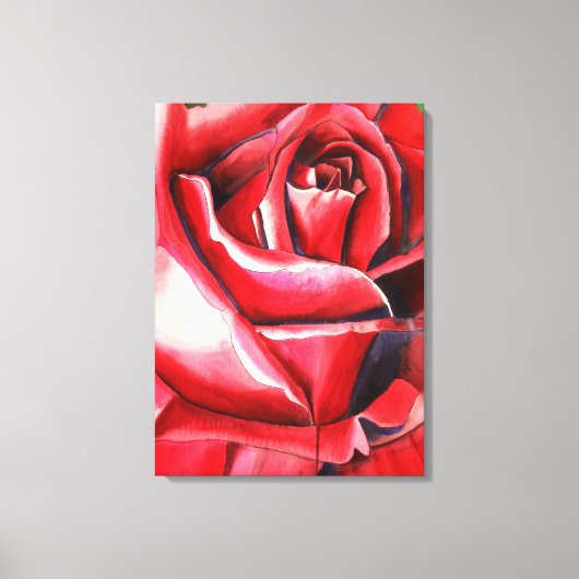 Crimson Red Rose - schilderij van de originele wat Canvas Afdruk (Voorkant)
