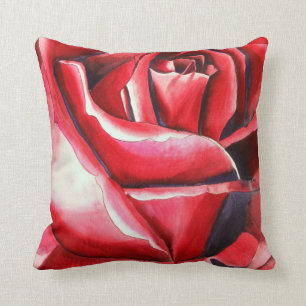 Crimson Red Rose - schilderij van de originele wat Kussen