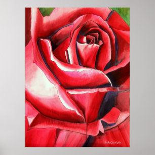 Crimson Red Rose - schilderij van de originele wat Poster