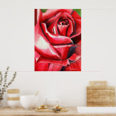 Crimson Red Rose - schilderij van de originele wat Poster (Keuken)