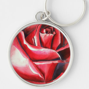 Crimson Red Rose - schilderij van de originele wat Sleutelhanger
