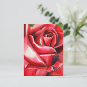 Crimson Red Rose waterverf originele kunstmacro Briefkaart (Staand voorkant)