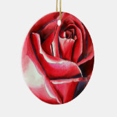 Crimson Red Rose waterverf originele kunstmacro Keramisch Ornament (Rechts)