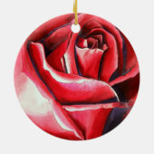 Crimson Red Rose waterverf originele kunstmacro Keramisch Ornament (Achterkant)